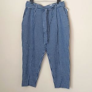 New Banana Republic High Waist Linen Paperbag Plaid Ankle Pants